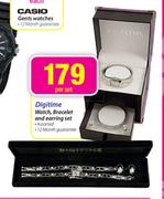 Digitime Watch, Bracelet & Earring Set
