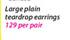 9ct Gold & Silver Large Plain Teardrop Earrings - Each