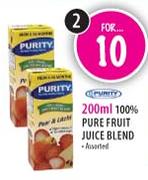 Purity 100% Pure Fruit Juice Blend Assorted-2 x 200ml