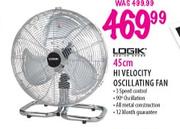 Logik 45cm Hi Velocity Oscillating Fan 