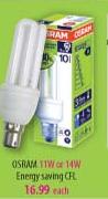 Osram 11W Or 14W Energy Saving CFL Each