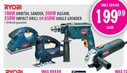 Ryobi 180W Orbital Sander,500W Jigsaw,550W Impact Drill Or 650W Angle Grinder