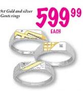 9ct Gold and Silver Gents Rings-each