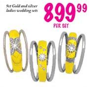 9ct Gold and Silver Ladies Wedding Sets-per set