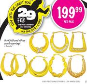 9ct Gold and Silver Creole Earrings-per pair