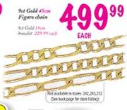 9ct Gold 45cm Figaro Chain-each