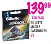 Gillette Mach 3 Cartridges-8's per pack