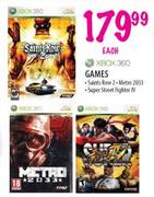Xbox 360 Games-Sainis Row 2/Metro 2033/Super Street Fighter W-each