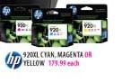 HP 920XL Cyan, Magenta or Yellow-each
