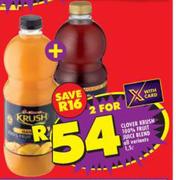 Clover Krush 100% Fruit Juice Blend All Variants-For 2 x 1.5L
