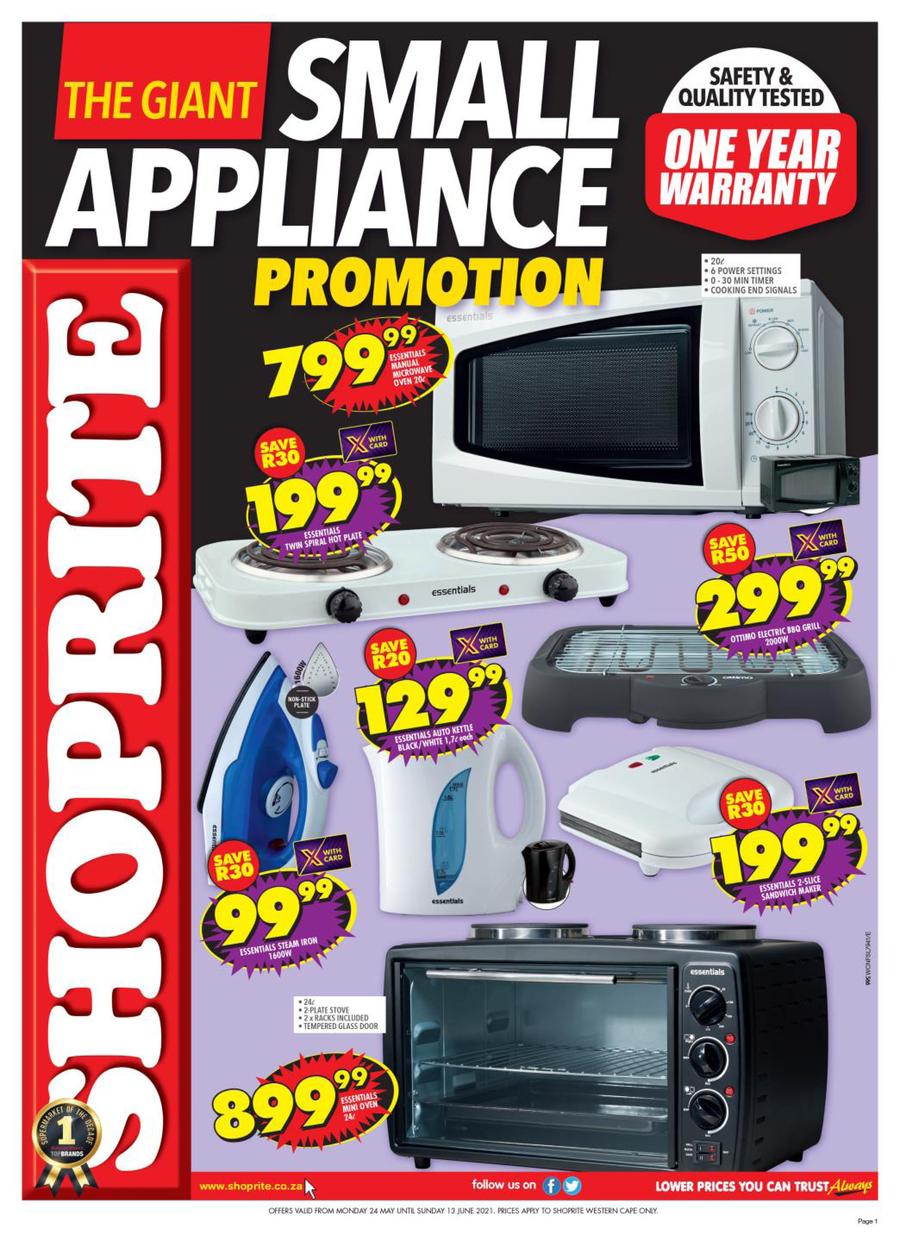 Shoprite Western Cape Small Appliances 24 May 13 June 2021 Www Guzzle Co Za