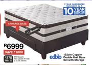 Edblo 152cm Queen Copper Double Unit Base Set With Storage