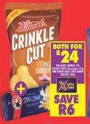 Willards Crinkle Cut Potato Chips All Variants 135g + Bakers Blue Label Marie Biscuits 200g-For Both