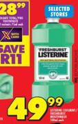 Listerine Coolmist/Fresh Burst Mouth Wash-500ml Each