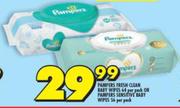  Pampers Fresh Clean Baby Wipes 64 Per Pack Or Pampers Sensitive Baby Wipes 56 Per Pack