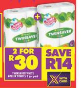 Twinsaver White Roller Towels-For 2 Per Pack