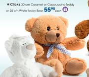 Clicks 30cm Caramel Or Cappuccino Teddy Or 25cm White Teddy Bear Each