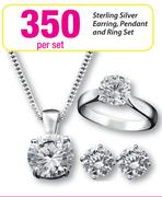 Sterling Silver Earring Pendant And Ring Set-Per Set