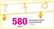 9ct Gold And Silver Charm Bracelet-Each