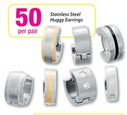 Stainless Steel Huggy Earrings-Per Pair