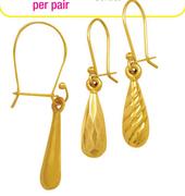 9ct Gold And Silver Medium Teardrop Earings-Per Pair