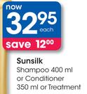 Sunsilk Shampoo-400ml Or Conditioner-350ml Or Treatment-Each