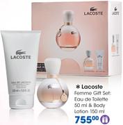 Lacoste Femme Gift Set Eau De Toilette 50ml & Body Lotion 150ml