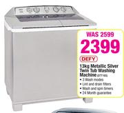 Defy 13kg Metallic Silver Twin Tub Washing Machine DTT165