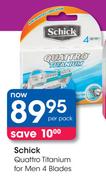 Schick Quattro Titanium For Men 4 Blades-Per Pack