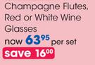 Royal Leerdam Champagne Flutes, Red Or White Wine Glasses