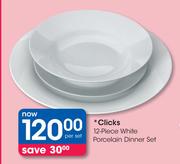 Clicks 12-Piece White Porcelain Dinner Set-Per Set