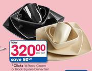 Clicks 16-Piece Cream Or Black Square Dinner Set-Per Set