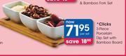 Clicks 3-Piece Porcelain Dip Set With Bamboo Board