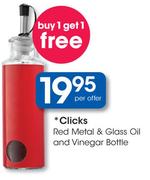 Clicks Red Metal & Glass Oil And Vinegar Bottle