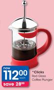 Clicks Red Glass Coffee Plunger-Each
