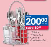 Clicks 19-Piece Red Cutlery & Condiments Set-Per Set