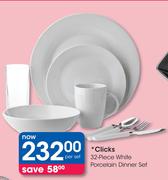Clicks 32-Piece White Porcelain Dinner Set-Per Set