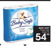 Baby Soft Toilet Rolls 2Ply-9's Pack