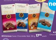D.Licious Swiss Chocolate Slab-100g Each