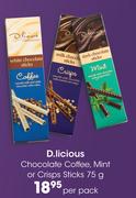 D.Licious Chocolate Coffee, Mint Or Crisps Stick-75g