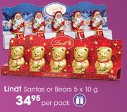 Lindt Santas Or Bears-5x10g Per Pack