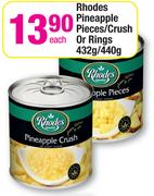 Rhodes Pineapple Pieces/Crush or Rings-432gm/440gm Each
