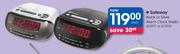 Safeway Black or Silver Alarm Clock Radio SCR111 or SCR112-Each