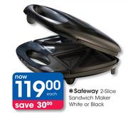 Safeway 2-Slice Sandwich Maker White or Black Each