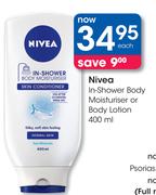 Nivea In-Shower Body Moisturiser Or Body Lotion-400ml Each