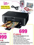 Canon 3-In-1 Printer Bundle MG3540