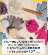 Clicks Bath Beauty Or Kids Bath Accessories Or Shower Caps-Each