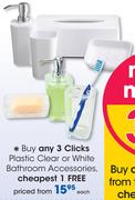 Clicks Plastic Clear Or White Bathroom Accessories-Each