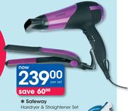 Safeway Hairdryer & Straightener Set-Per Set