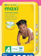 Clicks Disposable Nappies Value Pack Midi-2x58's/Maxi-2x50's/Junior-2x42's Each